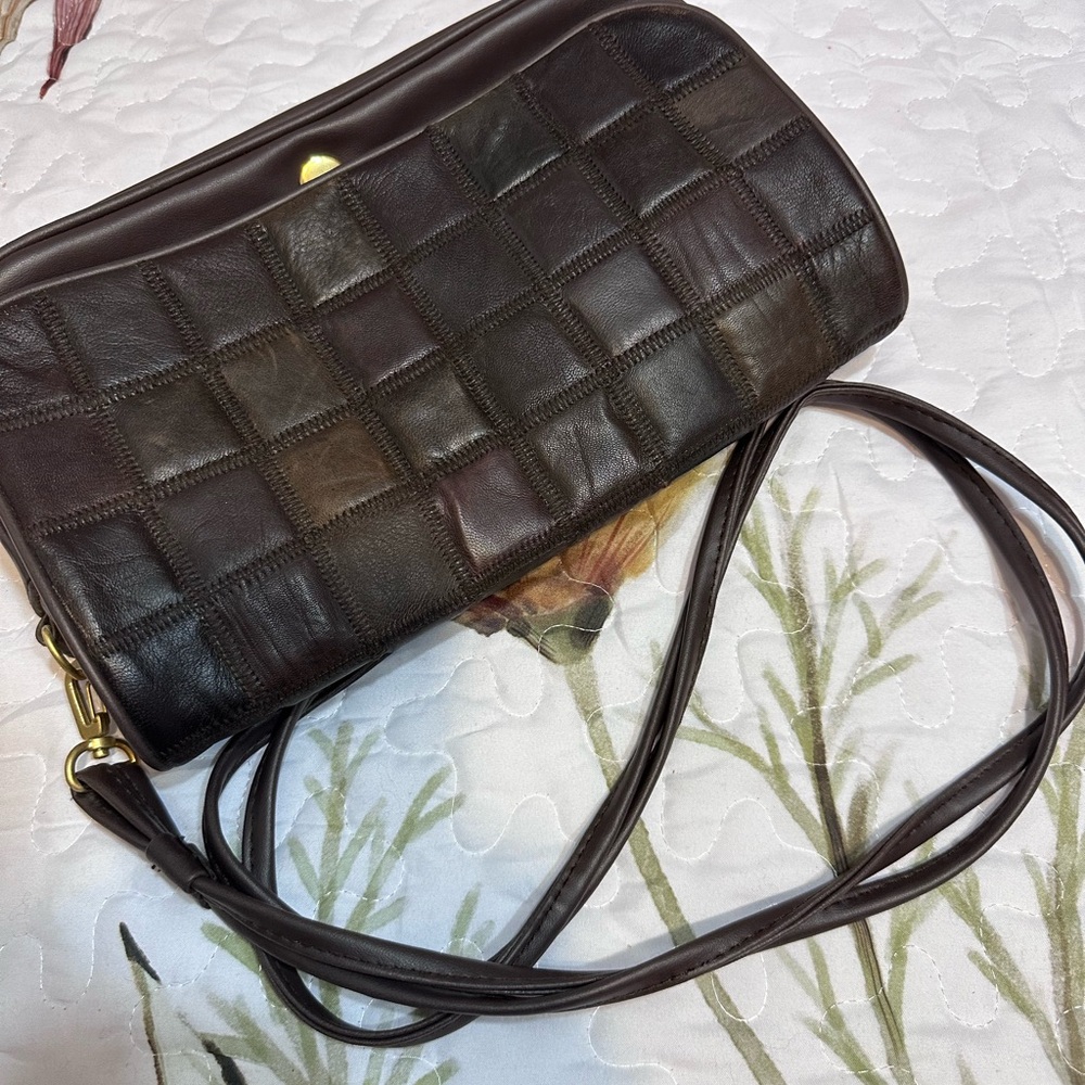 Elegant Brown Patchwork Shoulder Bag - image 3